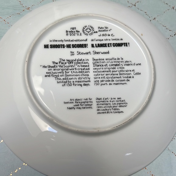 Stewart Sherwood “He Shoots-He Scores” Hockey Collector Plate The Face-off 2nd - Picture 3 of 5